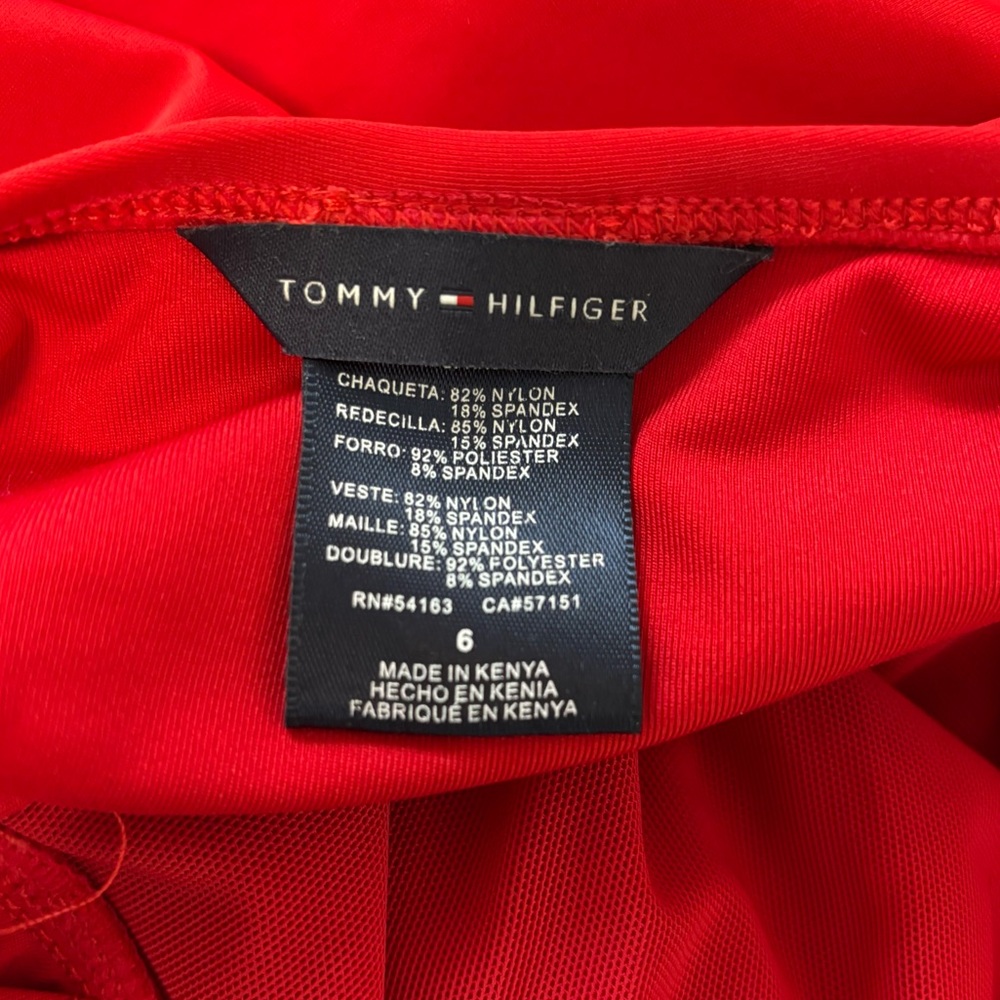 TOMMY HILFIGER Red Ruched Halter One-Piece Swimsuit Size 6 - Picture 5 of 6